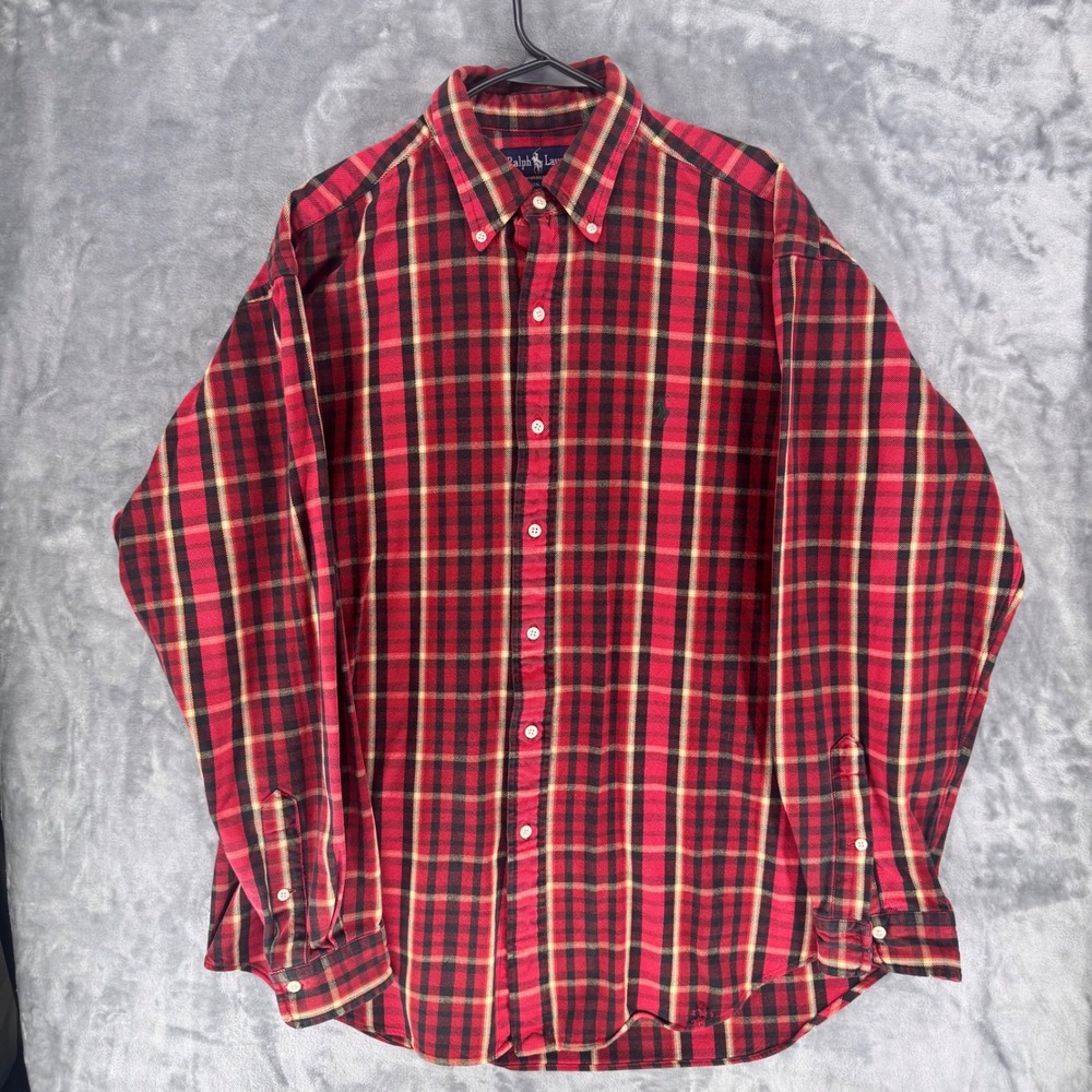 Ralph Lauren Men's Plaid heavy weight 100% cotton Button Down‎  Size Large